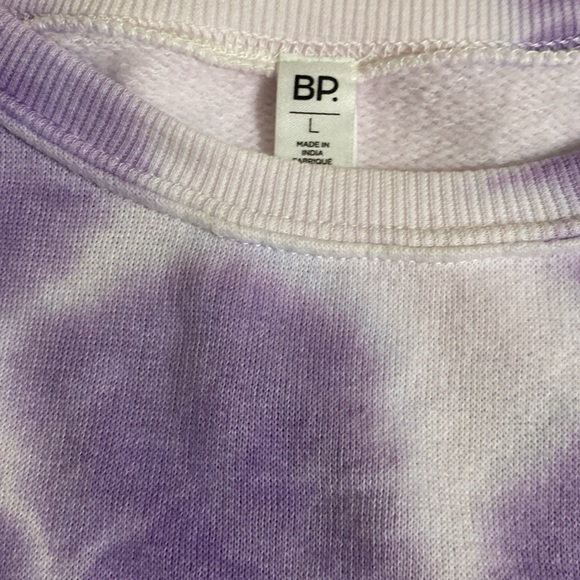 BP Purple Orchid Tie-Dye Ruffled Peplum Waist Sweatshirt Size Large - Picture 6 of 10